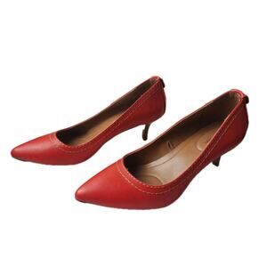 Calvin Klein Jeans Heels Size 9 Kaleigh Red Women's Leather Slip On Pumps